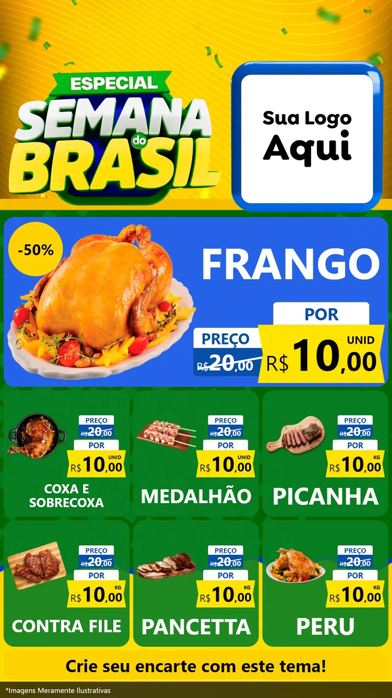 Modelo de Rede Social para Stories com o tema Especial Semana do Brasil para Assados