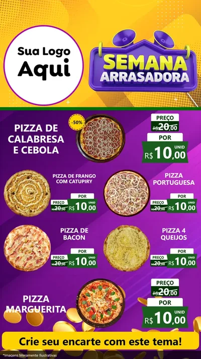 Modelo de TV para TV Vertical com o tema Semana Arrasadora para Pizzaria