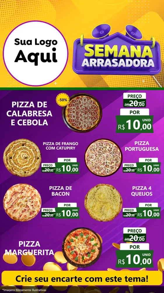 Modelo de TV para TV Vertical com o tema Semana Arrasadora para Pizzaria