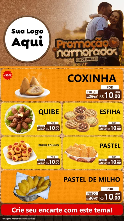 Modelo de TV para TV Vertical com o tema Promoção Namorados para Salgadaria