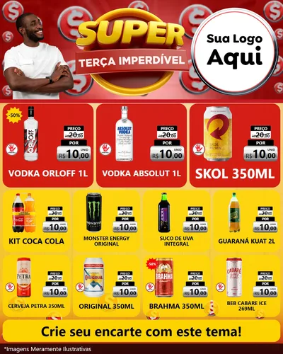 Modelo de Rede Social para Feed Instagram com o tema Super Terça Imperdível para Distribuidora de bebidas