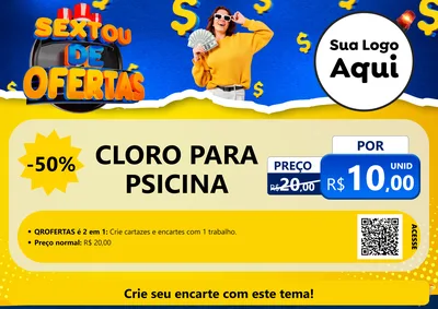 Modelo de Cartaz para Cartaz A4 Horizontal com o tema Sextou de Ofertas para Produtos para Piscina