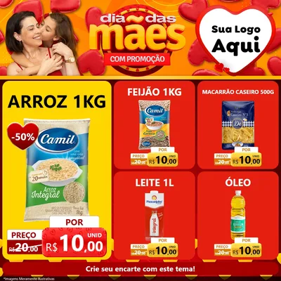Modelo de Rede Social para Feed Facebook com o tema Dia das Mães com Promoção para Supermercado