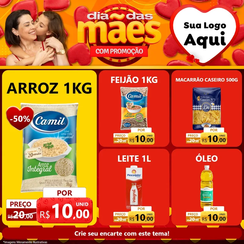 Modelo de Rede Social para Feed Facebook com o tema Dia das Mães com Promoção para Supermercado