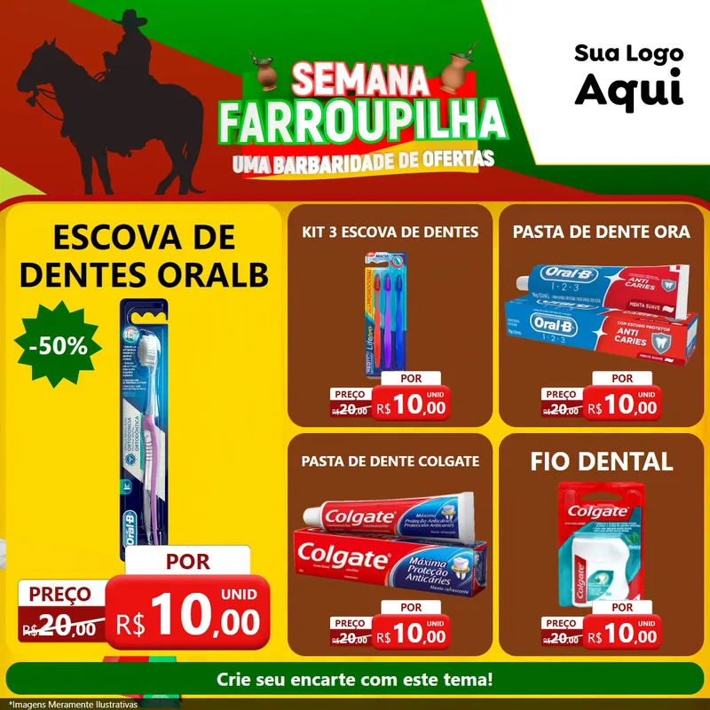 Modelo de Rede Social para Feed Facebook com o tema Semana Farroupilha - Uma Barbaridade de Ofertas para Higiene Pessoal