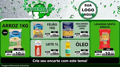 Modelo de TV para TV Horizontal com o tema Promoção de Aniversário - 3 Anos para Supermercado