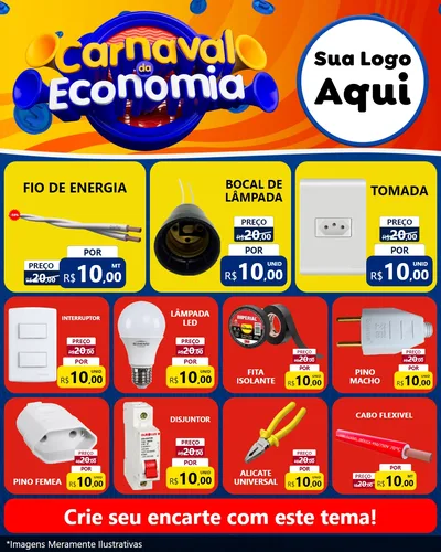 Modelo de Rede Social para Feed Instagram com o tema Carnaval da Economia para Materiais Elétricos