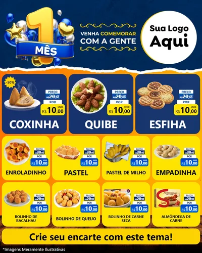 Modelo de Rede Social para Feed Instagram com o tema Um Mês de Aniversário para Salgadaria