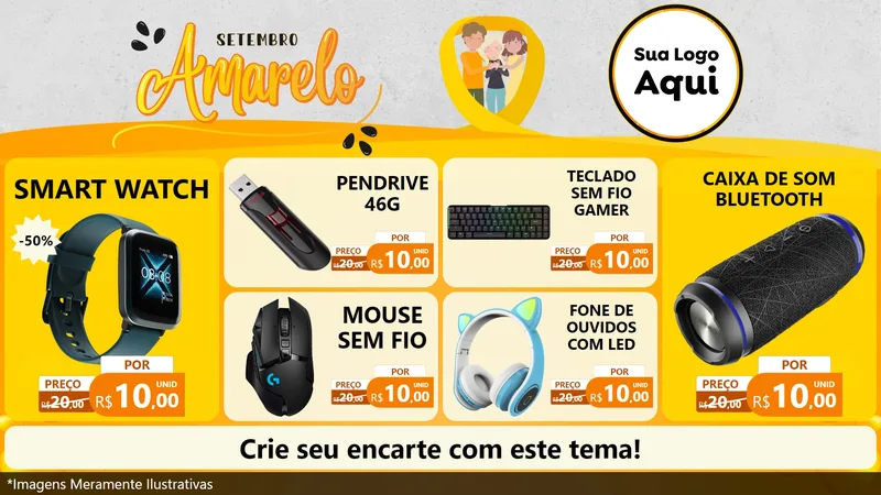 Modelo de TV para TV Horizontal com o tema Setembro Amarelo para Informática