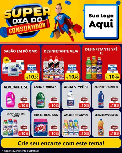 Modelo de Rede Social para Feed Instagram com o tema Super Dia do Consumidor para Produtos de Limpeza