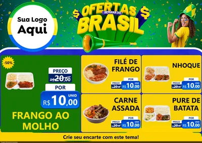 Modelo de Encarte para Encarte A4 Horizontal com o tema Ofertas Semana do Brasil para Restaurante