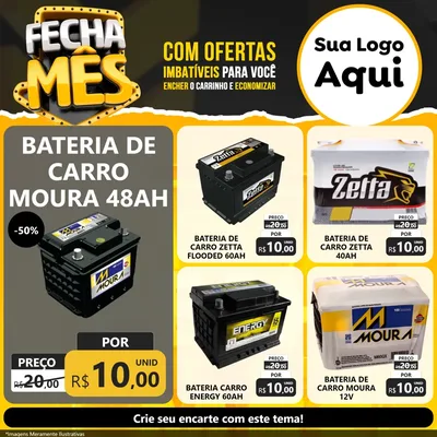 Modelo de Rede Social para Feed Facebook com o tema Fecha Mês para Baterias Elétricas