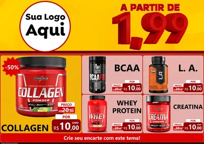 Modelo de Encarte para Encarte A4 Horizontal com o tema A Partir de Um e Noventa e Nove - 1,99 para Suplementos alimentares
