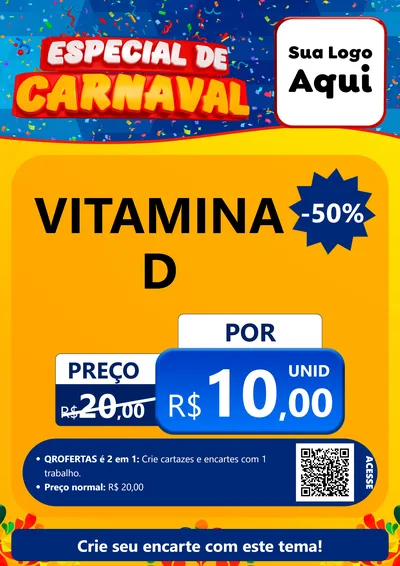 Modelo de Cartaz para Cartaz A4 Vertical com o tema Especial de Carnaval para Farmácia