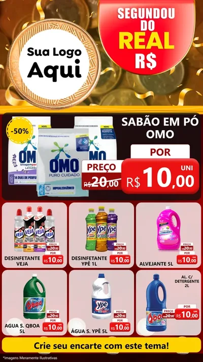 Modelo de Rede Social para Stories com o tema Segundou do Real para Produtos de Limpeza