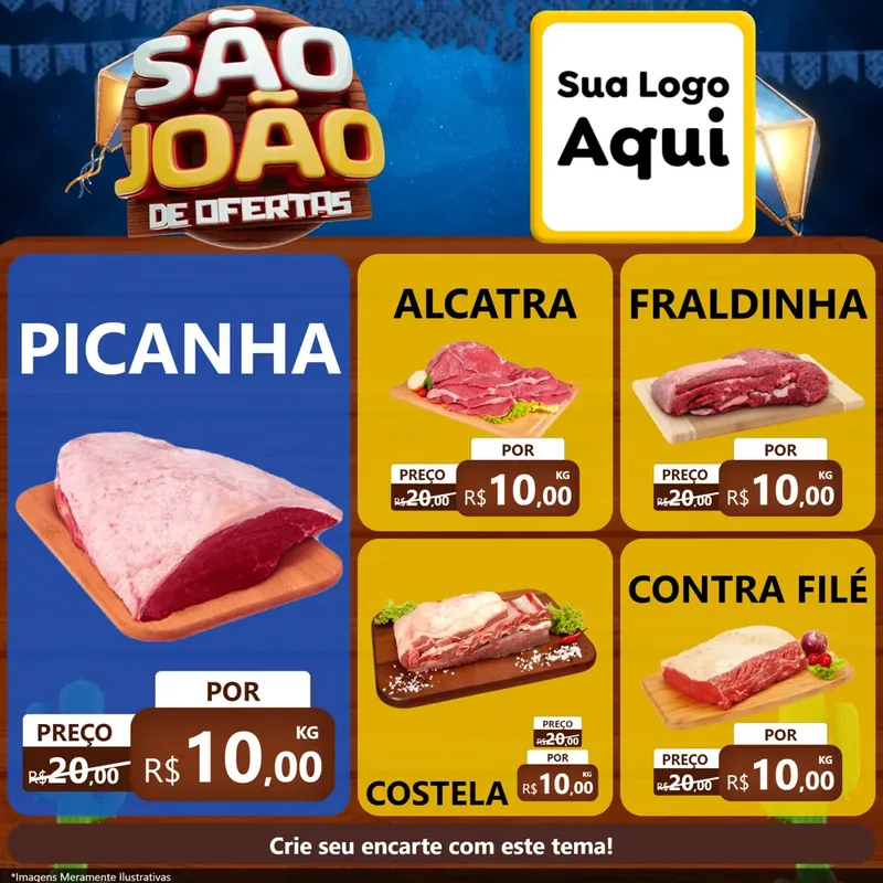 Modelo de Rede Social para Feed Facebook com o tema São João Ofertas Imbatíveis! - Junina para Açougue