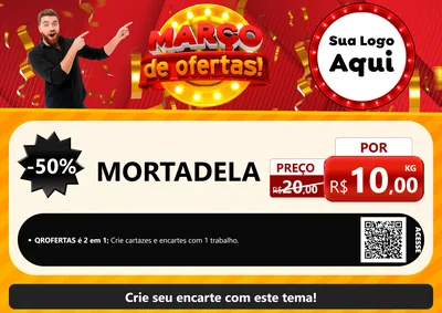 Modelo de Cartaz para Cartaz A4 Horizontal com o tema Março de Ofertas! para Frios e Laticínios
