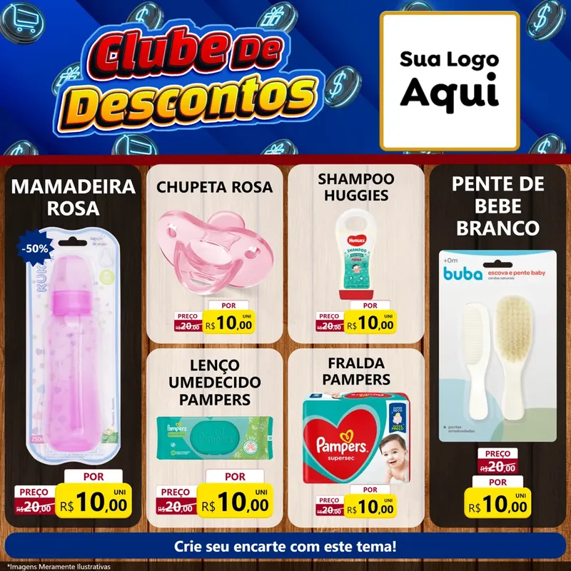 Modelo de Rede Social para Feed Facebook com o tema Clube de Descontos para Bebês