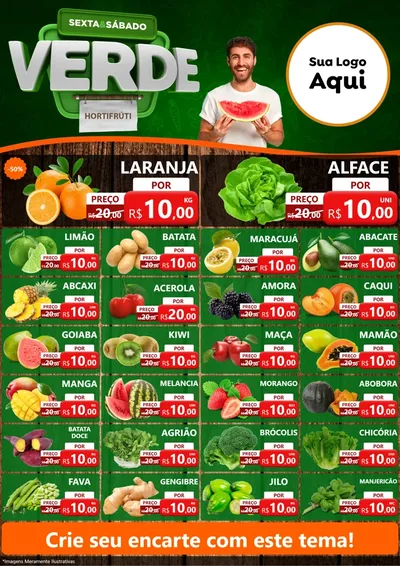 Modelo de Encarte para Encarte A4 Vertical com o tema Sexta e Sábado Verde - Hortifruti para Hortifrúti