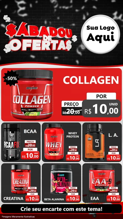 Modelo de Rede Social para Stories com o tema Sabadou de Ofertas para Suplementos alimentares