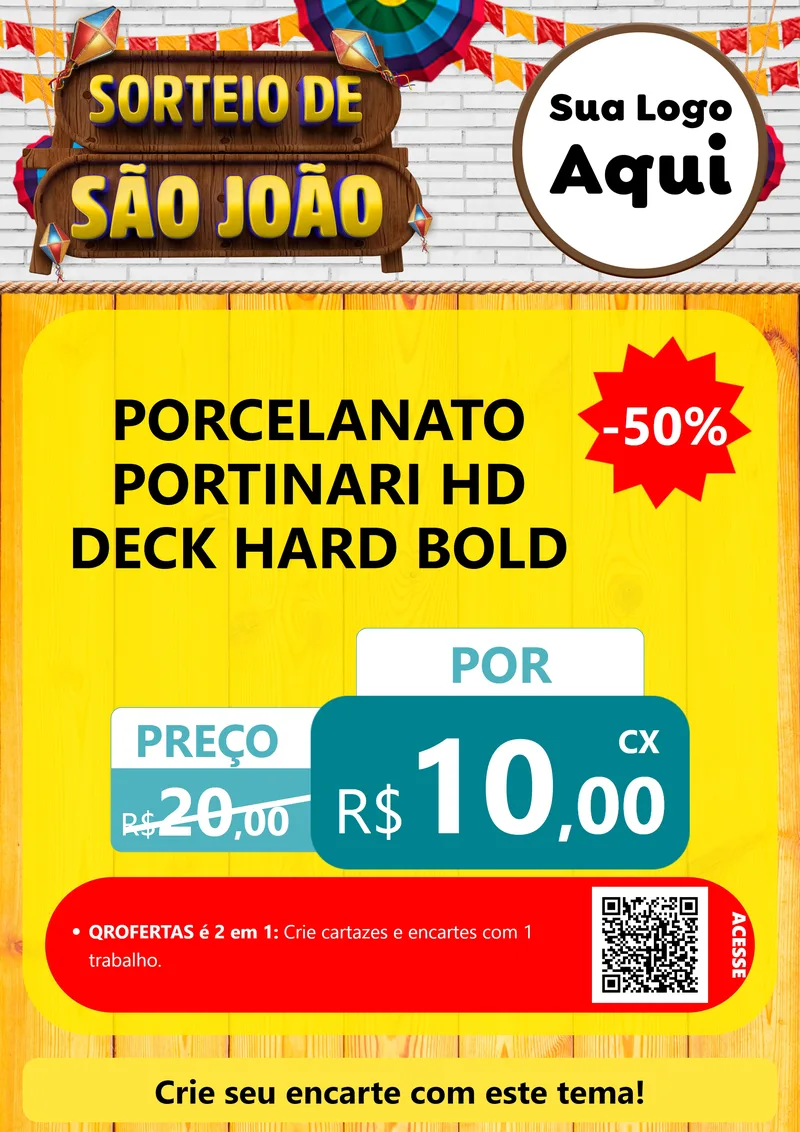 Modelo de Cartaz para Cartaz A4 Vertical com o tema Sorteio de São João para Pisos e revestimentos