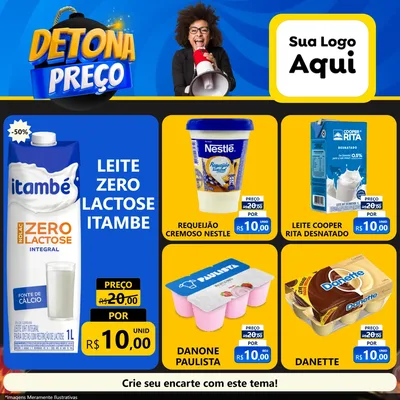 Modelo de Rede Social para Feed Facebook com o tema Detona Preços para Frios e Laticínios