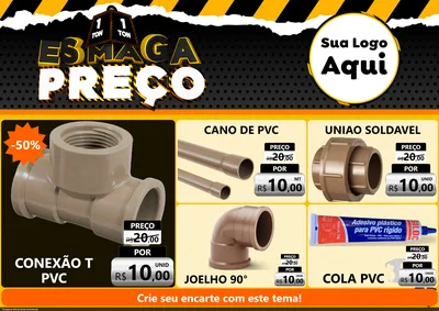 Modelo de Encarte para Encarte A4 Horizontal com o tema Esmaga Preço para Tubos e conexões