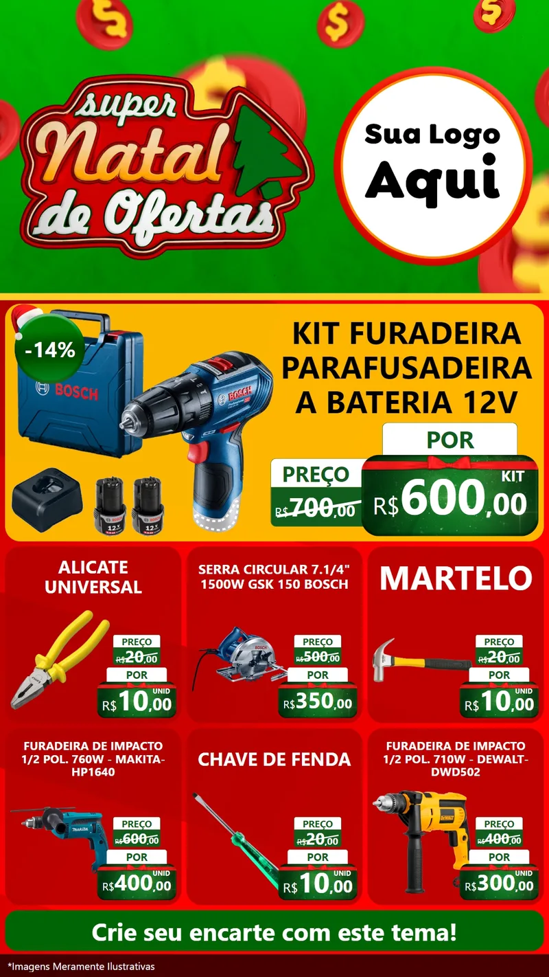 Modelo de Rede Social para Stories com o tema Super Natal de Ofertas para Maquinas e Ferramentas