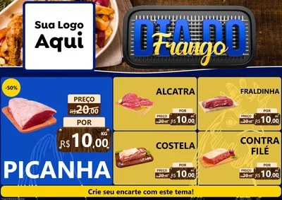 Modelo de Encarte para Encarte A4 Horizontal com o tema Dia do Frango para Açougue