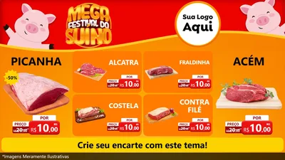 Modelo de TV para TV Horizontal com o tema Mega Festival do Suíno para Açougue