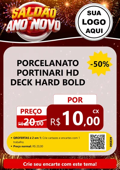 Modelo de Cartaz para Cartaz A4 Vertical com o tema Saldão de Ano Novo para Pisos e revestimentos