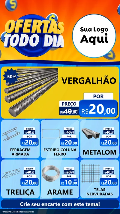 Modelo de Rede Social para Stories com o tema Ofertas Todo Dia para Ferragens