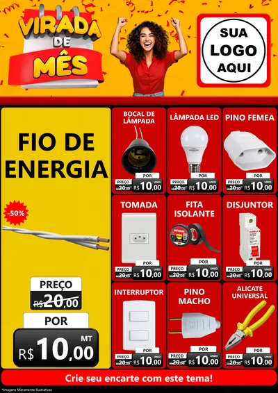 Modelo de Encarte para Encarte A4 Vertical com o tema Virada de Mês para Materiais Elétricos