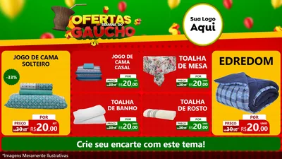 Modelo de TV para TV Horizontal com o tema Ofertas Semana Do Gaúcho para Cama, Mesa e Banho