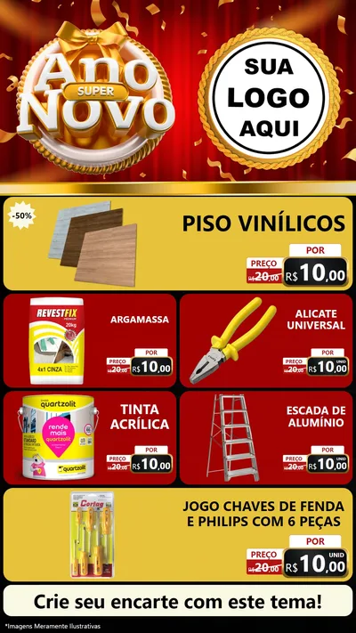 Modelo de TV para TV Vertical com o tema Super Ano Novo para Material para Construção