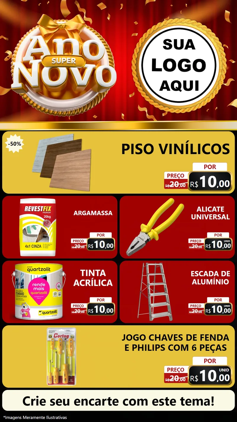 Modelo de TV para TV Vertical com o tema Super Ano Novo para Material para Construção