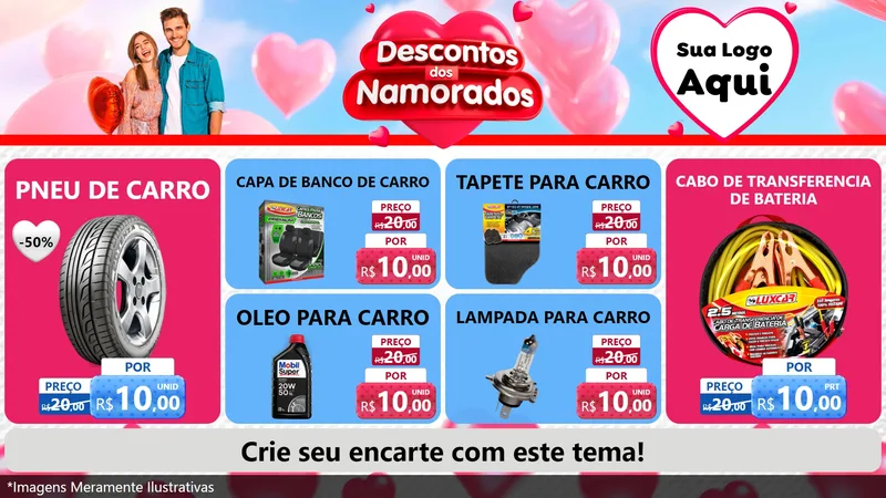 Modelo de TV para TV Horizontal com o tema Descontos dos Namorados para Auto peças