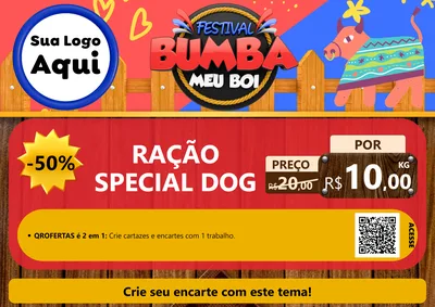 Modelo de Cartaz para Cartaz A4 Horizontal com o tema Festival Bumba Meu Boi para Pet Shop