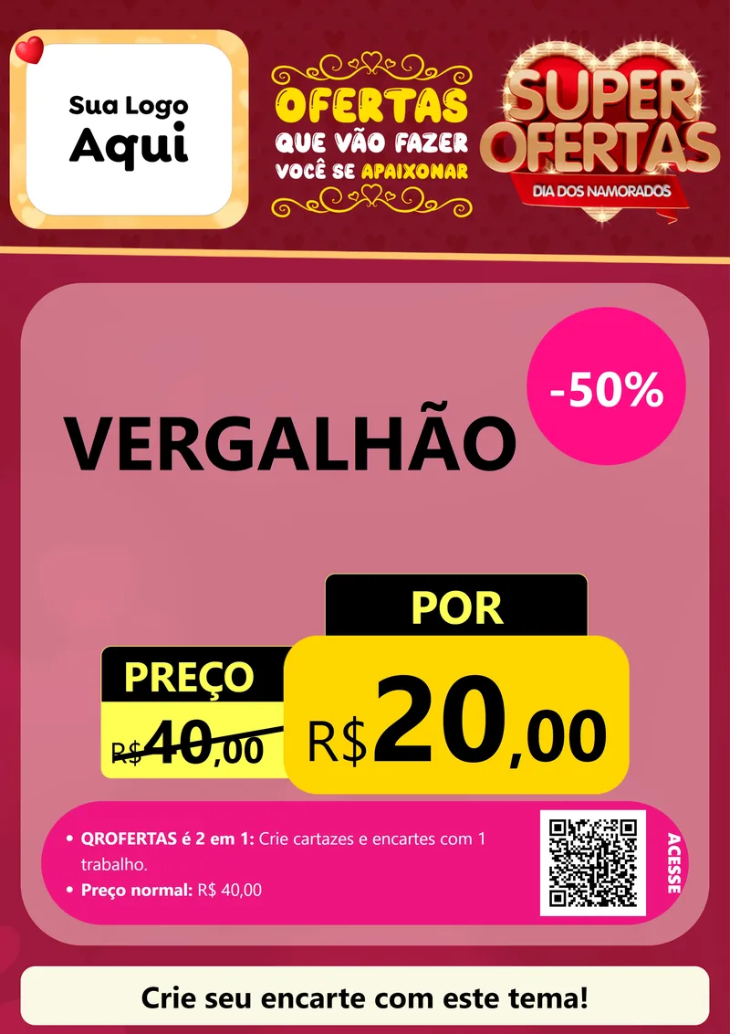 Modelo de Cartaz para Cartaz A4 Vertical com o tema Dia dos Namorados para Ferragens