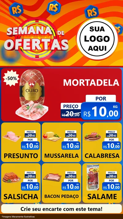 Modelo de Rede Social para Stories com o tema Semana de Ofertas para Frios e Laticínios
