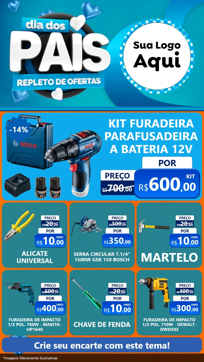 Modelo de Rede Social para Stories com o tema Dia Dos Pais Repleto de Ofertas para Maquinas e Ferramentas