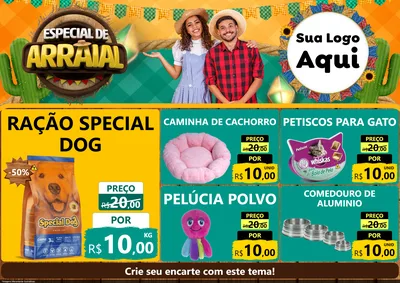 Modelo de Encarte para Encarte A4 Horizontal com o tema Especial De Arraial para Pet Shop