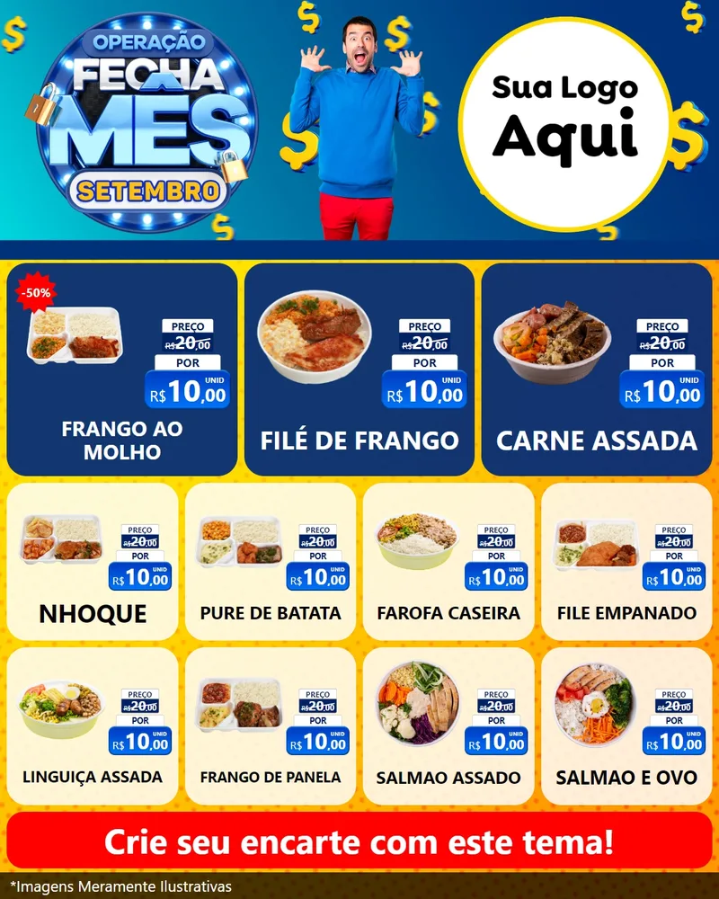 Modelo de Rede Social para Feed Instagram com o tema Operação Fecha Mês Setembro para Restaurante