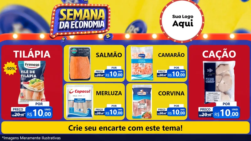 Modelo de TV para TV Horizontal com o tema Semana da Economia para Peixaria