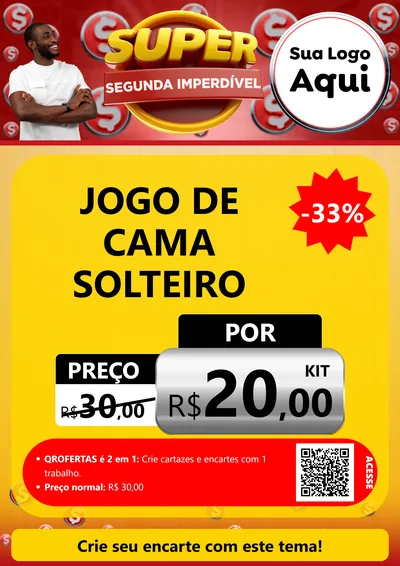 Modelo de Cartaz para Cartaz A4 Vertical com o tema Super Segunda Imperdível para Cama, Mesa e Banho