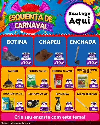 Modelo de Rede Social para Feed Instagram com o tema Esquenta de Carnaval para Agropecuária