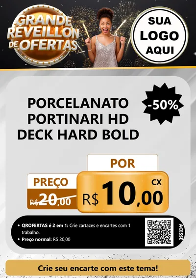 Modelo de Cartaz para Cartaz A4 Vertical com o tema Grande Réveillon de Ofertas para Pisos e revestimentos