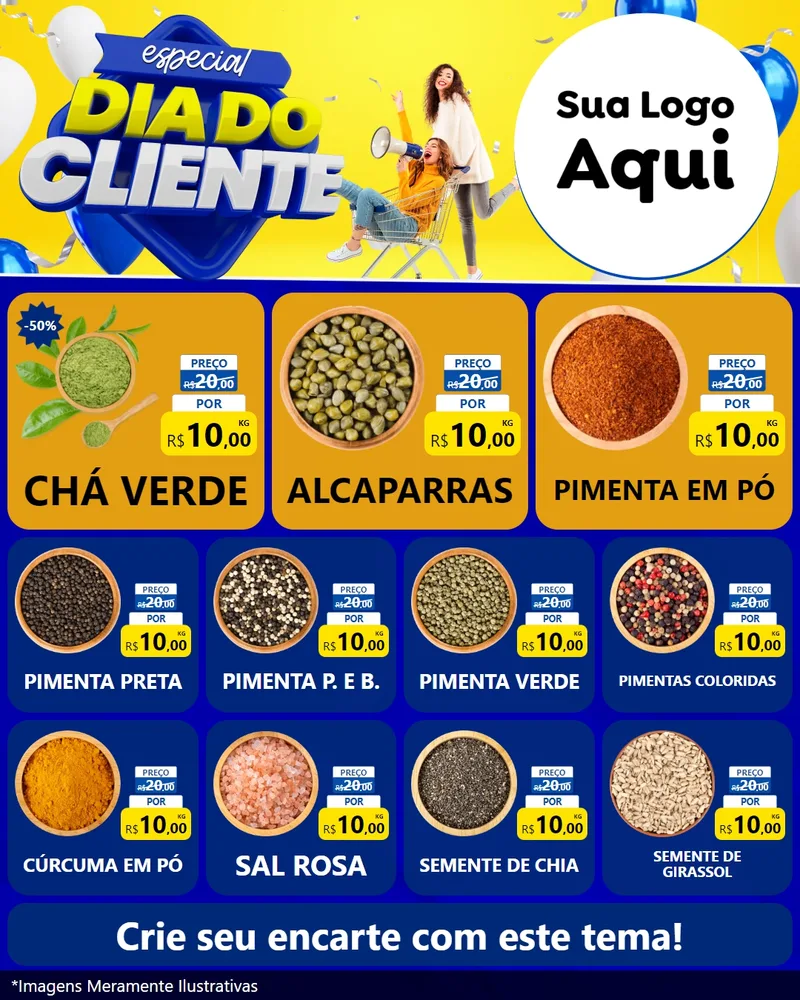 Modelo de Rede Social para Feed Instagram com o tema Especial Dia do Cliente para Produtos Naturais