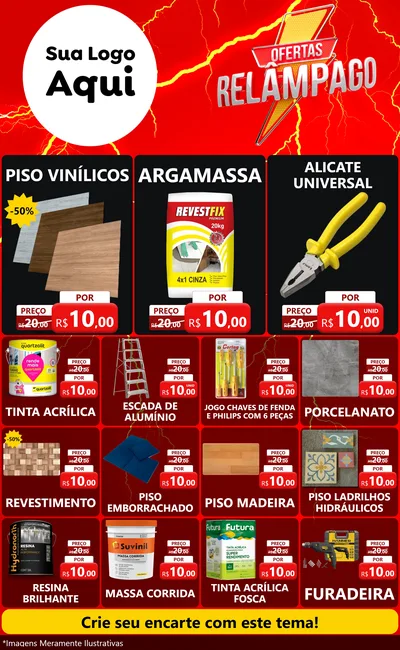 Modelo de Encarte para Encarte Grande com o tema Ofertas Relâmpago para Material para Construção