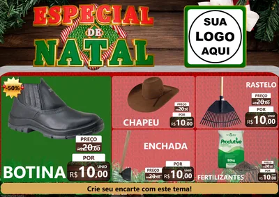 Modelo de Encarte para Encarte A4 Horizontal com o tema Especial de Natal para Agropecuária